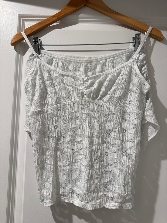 aerie Other - White Crochet Cold Shoulder Tank Top with matching Shorts.